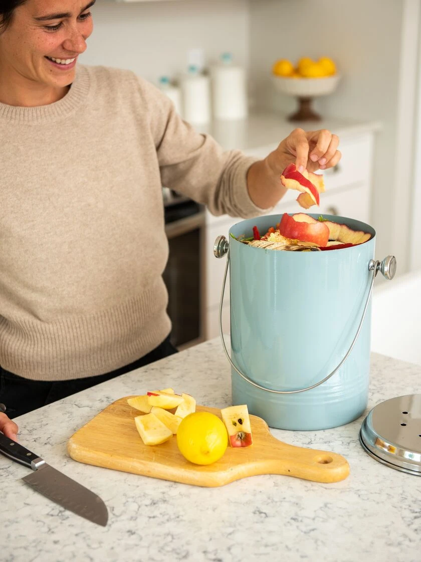 Large Painted Stainless Steel Compost Pail - Image 5