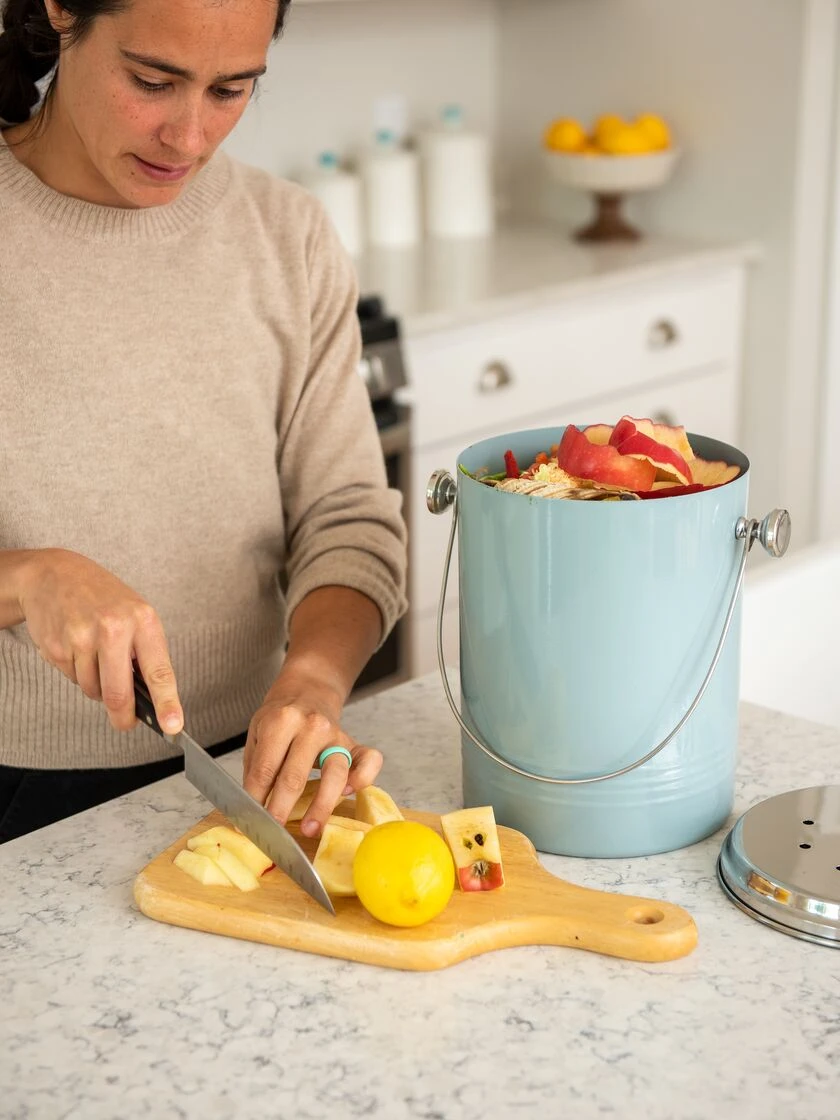 Large Painted Stainless Steel Compost Pail - Image 4