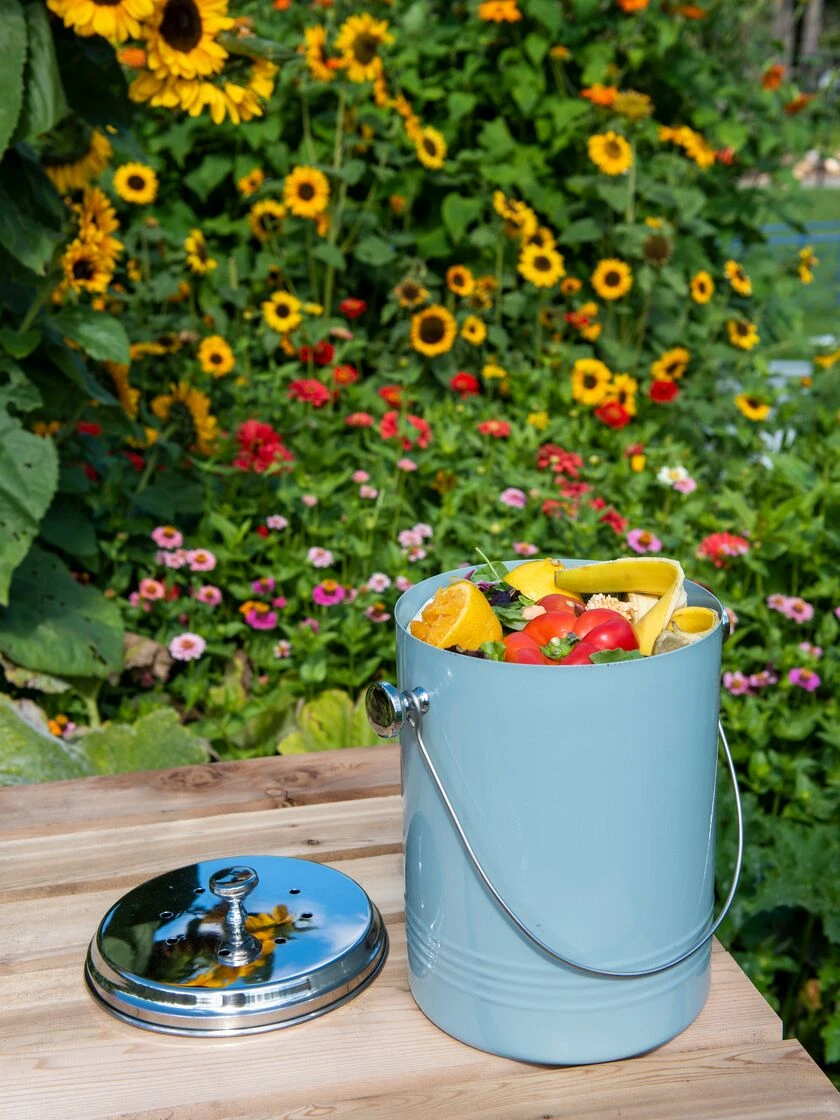 Large Painted Stainless Steel Compost Pail - Image 6