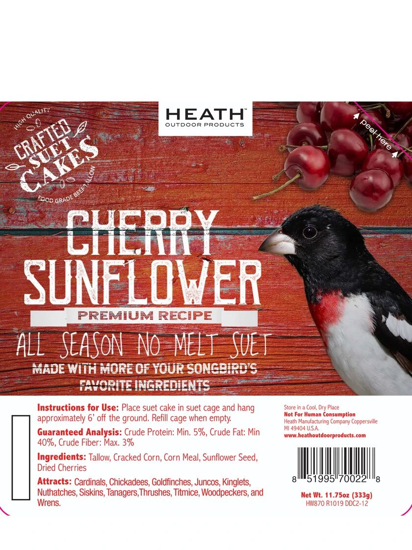 Cherry Sunflower Suet, 11.75 OZ, 12 Pack - Image 2