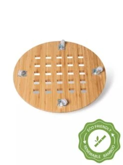 Stackable Bamboo Harvest Storage Basket Rolling Base