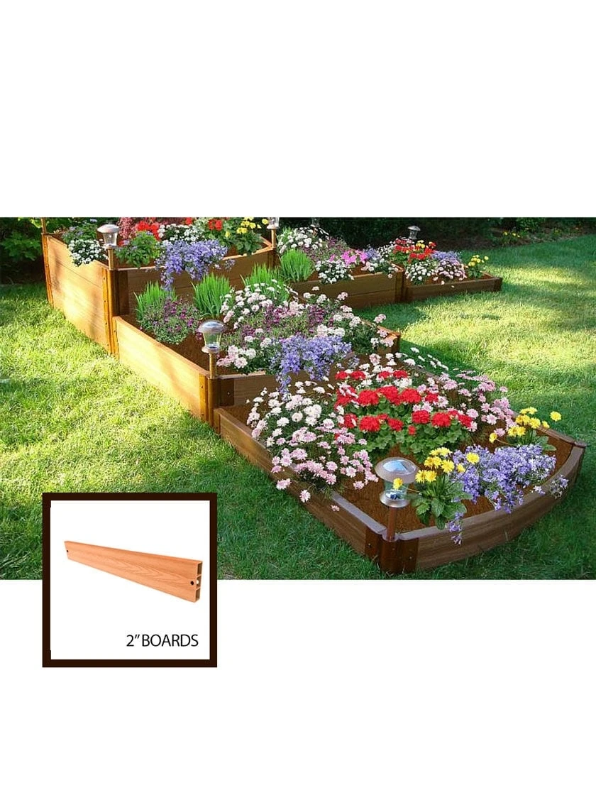 Classic Sienna Raised Garden Bed Split Waterfall Tri-Level With 2" Boards