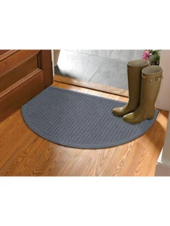Squares Water Glutton Half-Round Doormat, 24" X 39"
