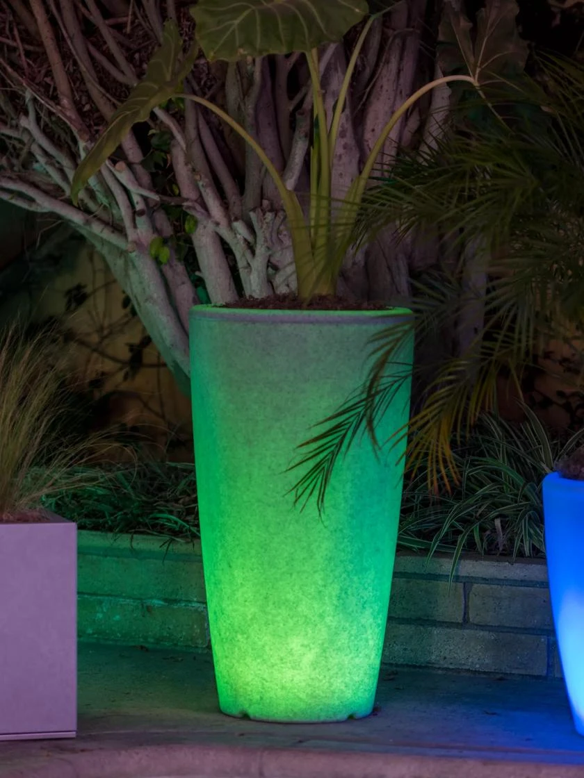 Solar Illuminated Planter Tall Granite, 32" - Image 3