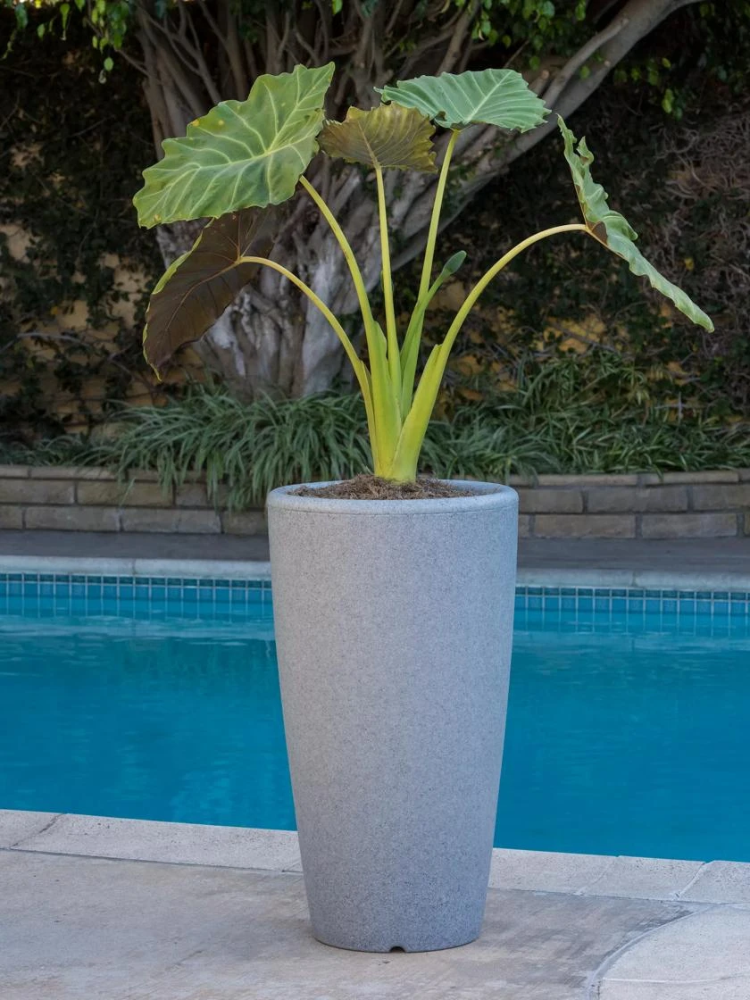 Solar Illuminated Planter Tall Granite, 32" - Image 4