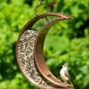 Crescent Moon Bird Feeder With Copper Finish
