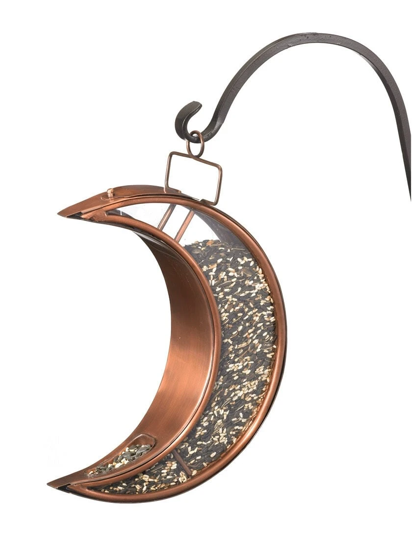 Crescent Moon Bird Feeder With Copper Finish - Image 3