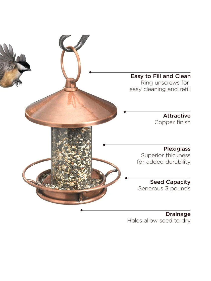 Classic Perch Bird Feeder With Copper Finish - Image 2