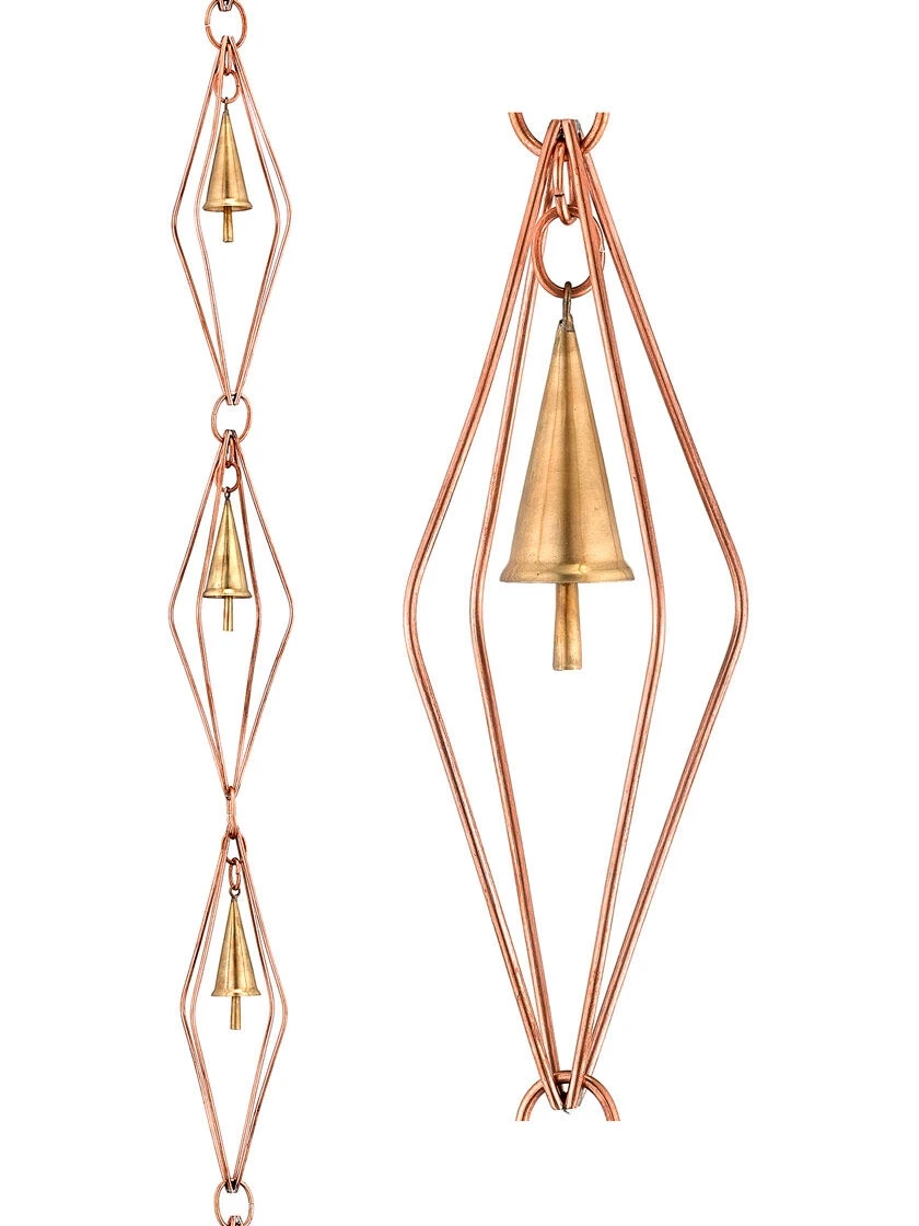 Diamond Pure Copper Rain Chain, 8-1/2' - Image 2