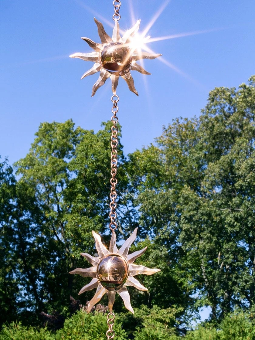 Sun Pure Copper Rain Chain, 8-1/2'