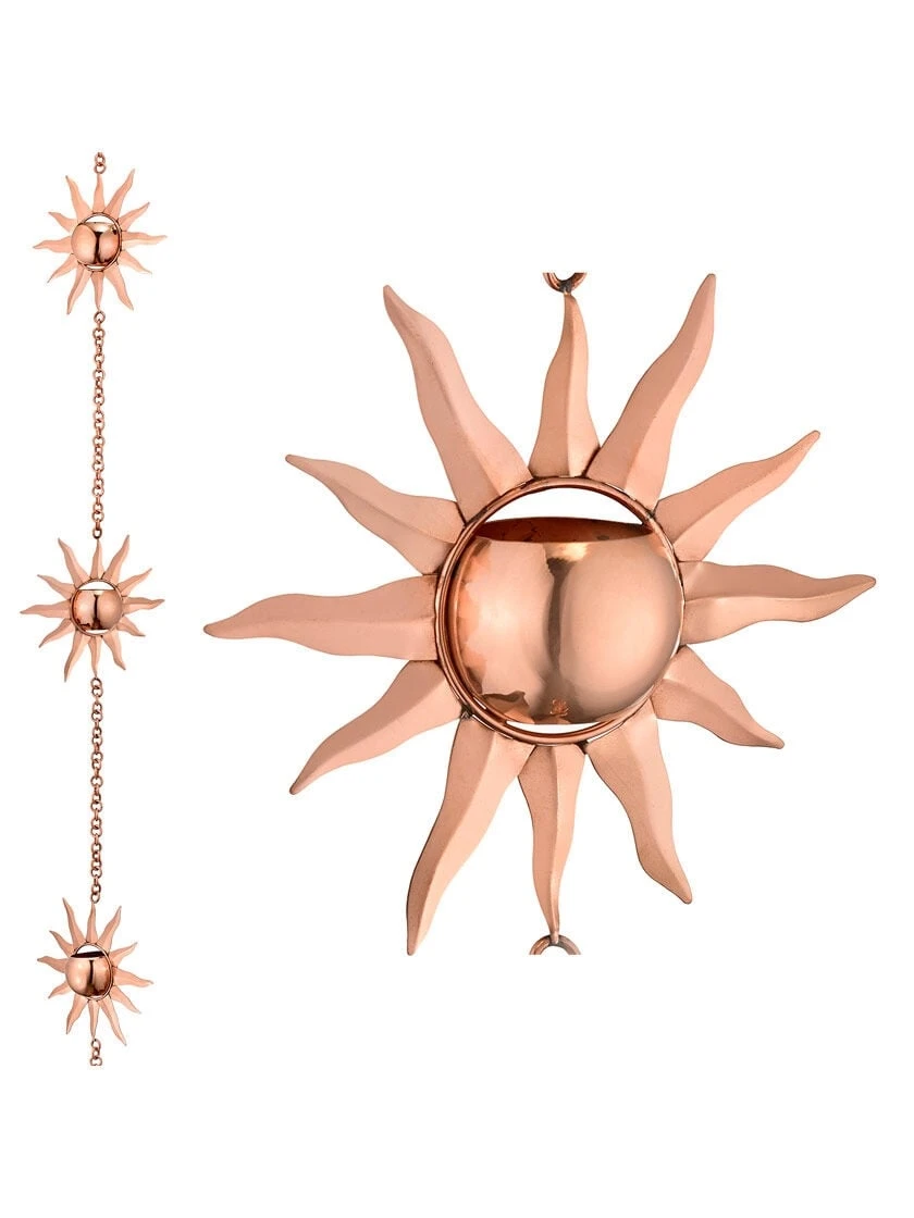 Sun Pure Copper Rain Chain, 8-1/2' - Image 4