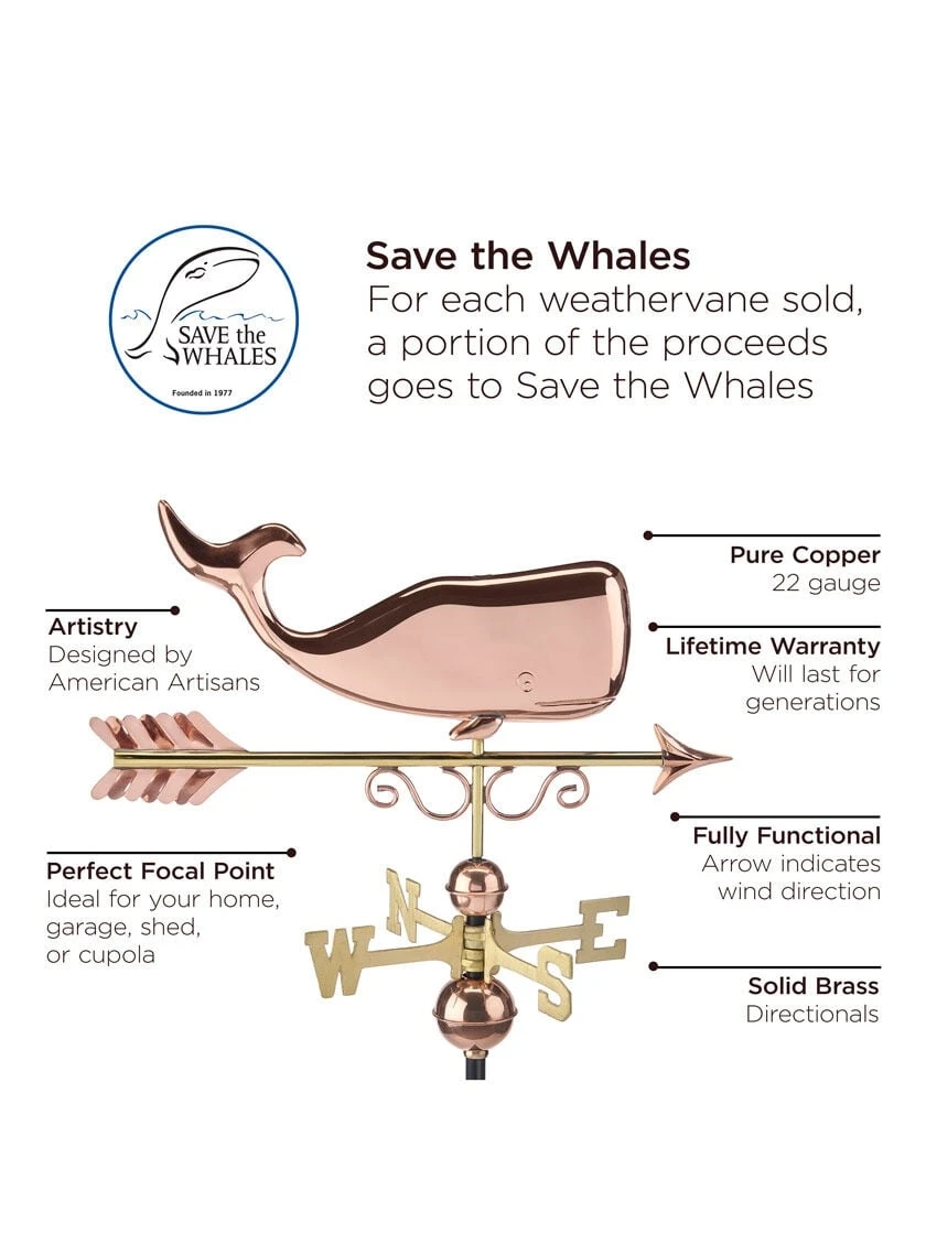 Save The Whales™ Copper Weathervane - Image 4