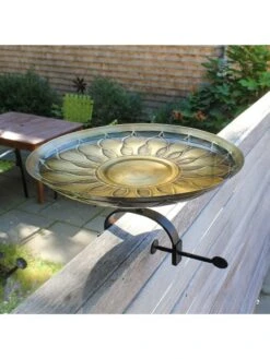 Achla Designs African Daisy Birdbath With Over-the-Rail Bracket