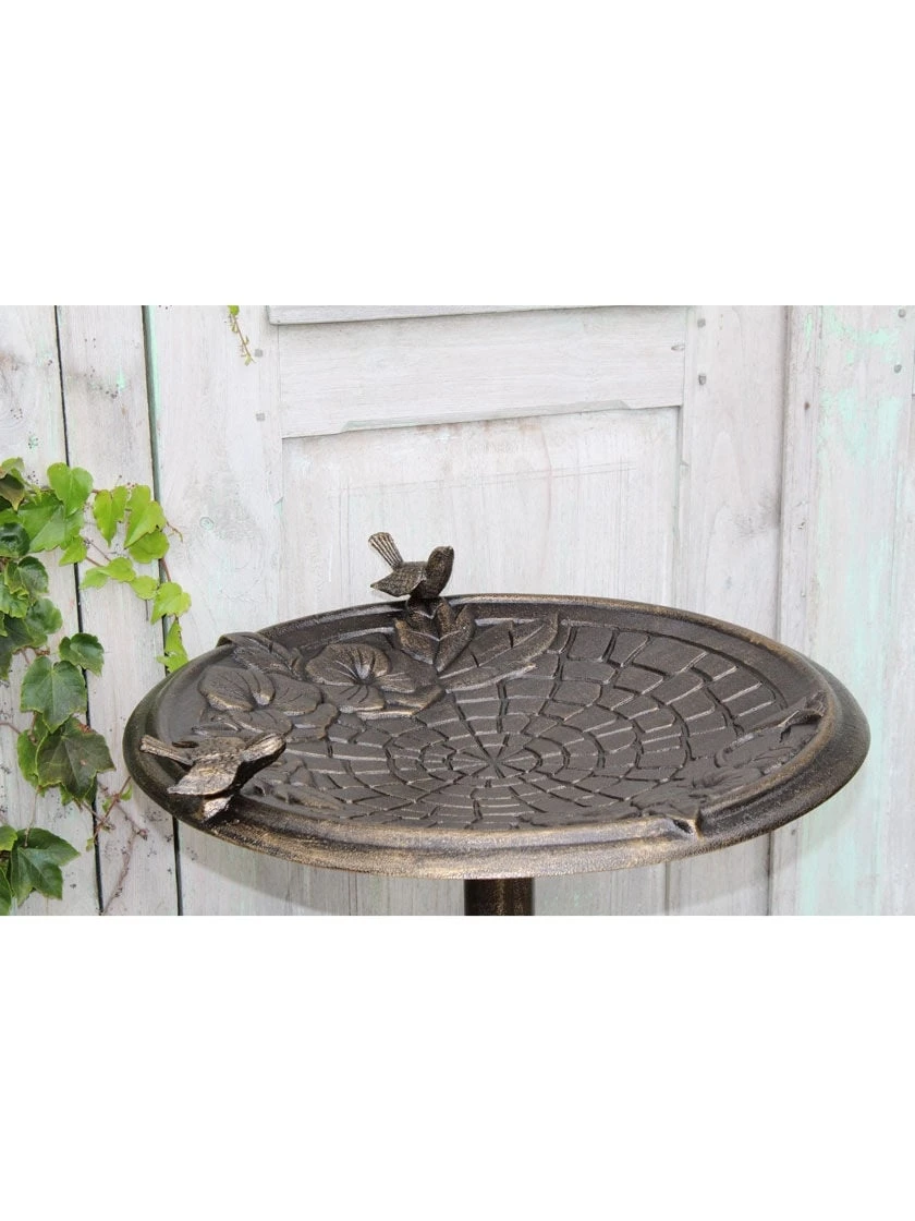 Twin Bird Floral Motif Birdbath - Image 2