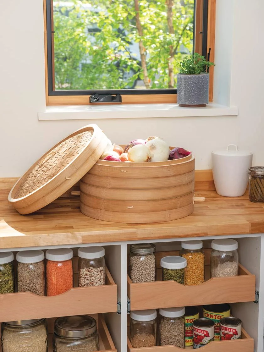 Stackable Bamboo Harvest Storage Basket With Lid - Image 3