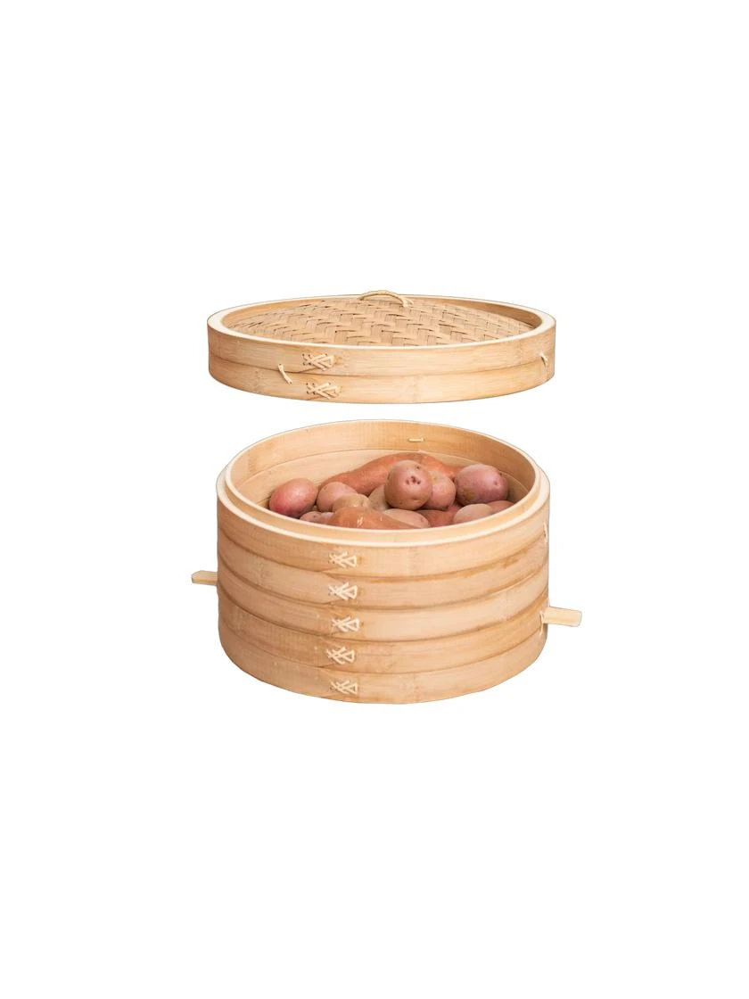 Stackable Bamboo Harvest Storage Basket Rolling Base - Image 3