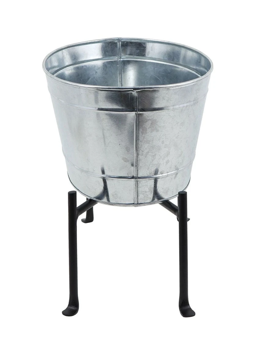 Achla Designs Mini Oval Galvanized Tub With Folding Stand - Image 4