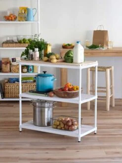 MeshWorks © 3 Tier Plant Shelving With Wood Top