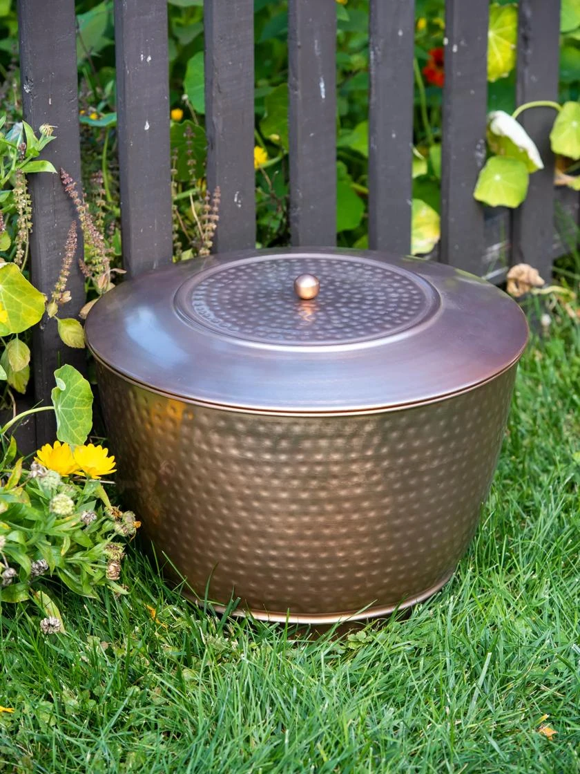 Hammered Copper Hose Pot With Lid - Image 2