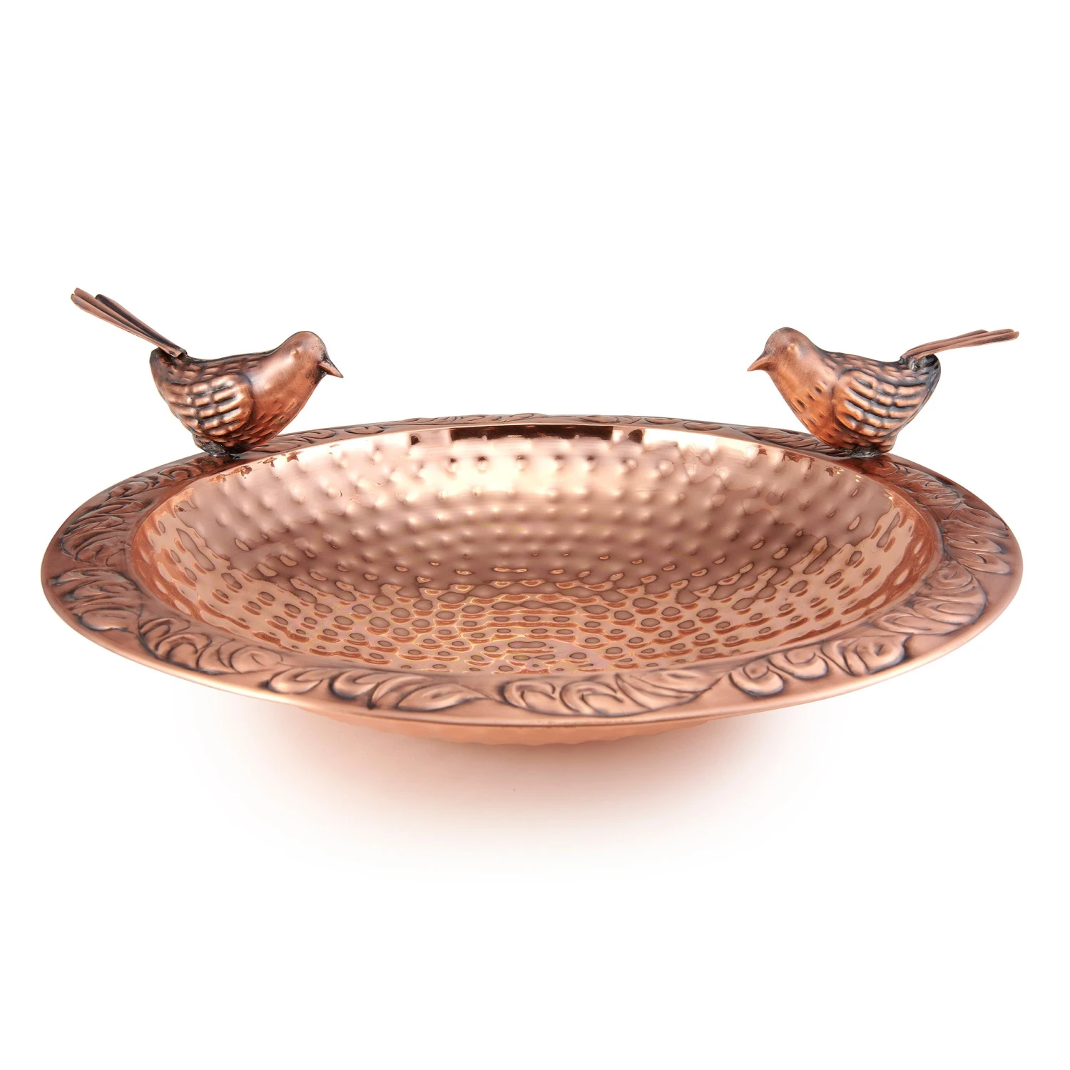 Pure Copper Bird Bath With Two Copper Birds And Tree Multipronged Garden Pole - Image 5