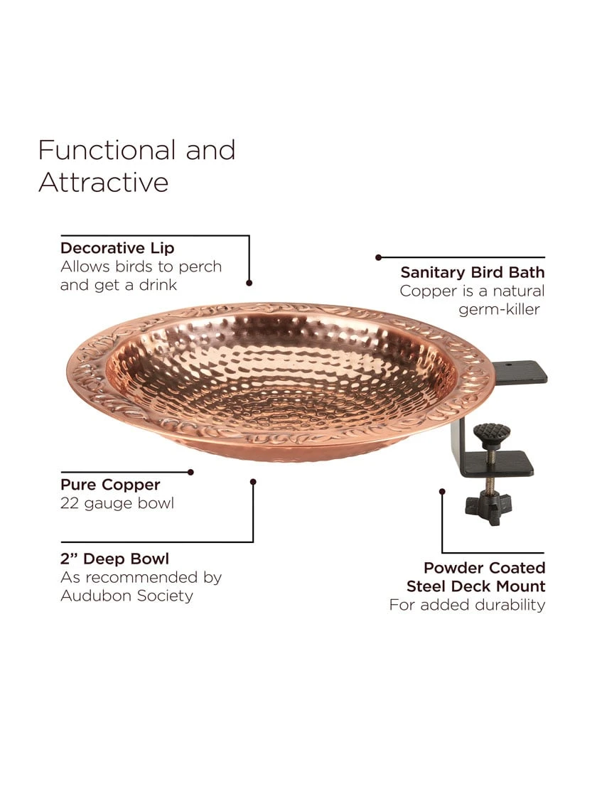 Pure Copper Bird Bath Deck Mount - Image 7