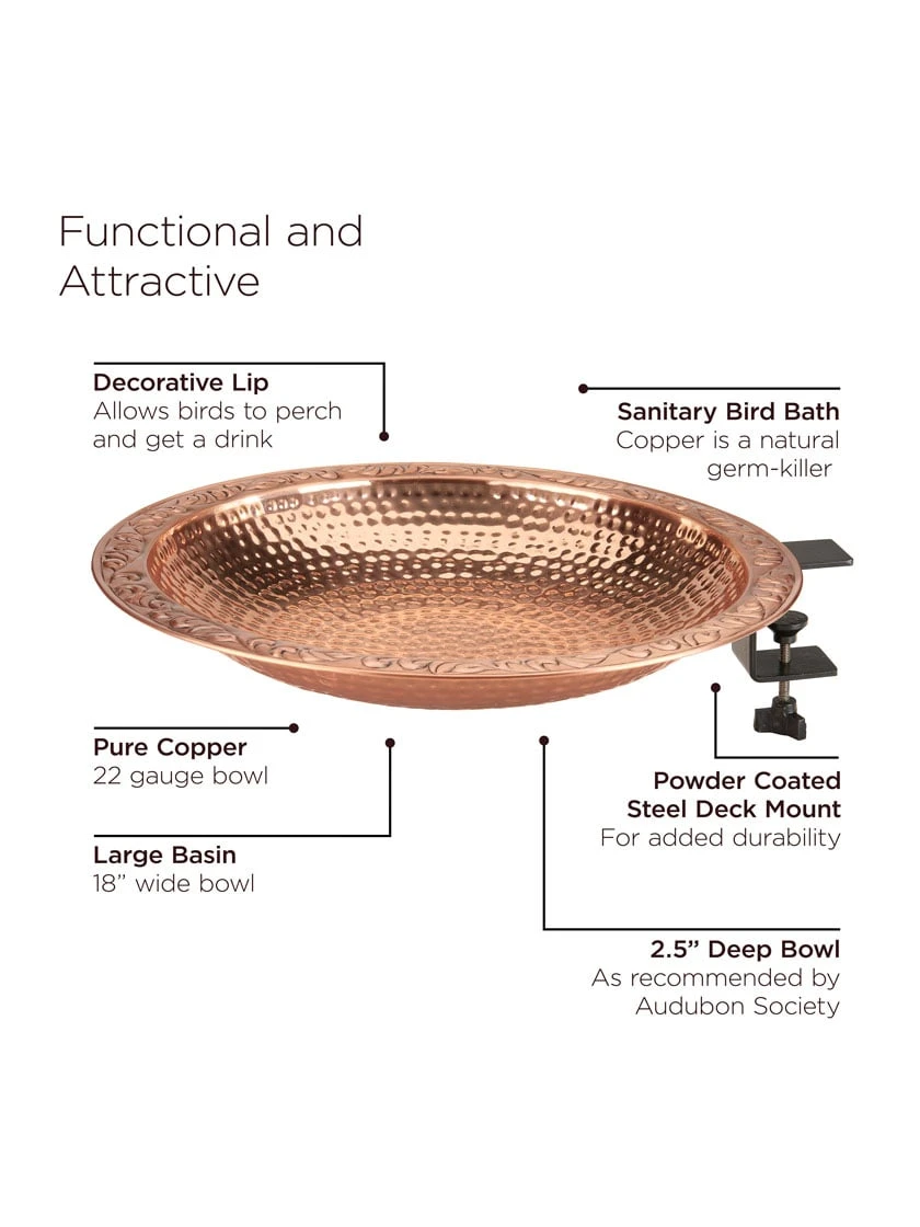 Pure Copper Bird Bath Deck Mount - Image 8