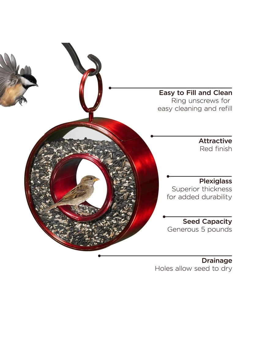 Circle Fly-Thru™ Bird Feeder With A Ruby Red Finish - Image 4